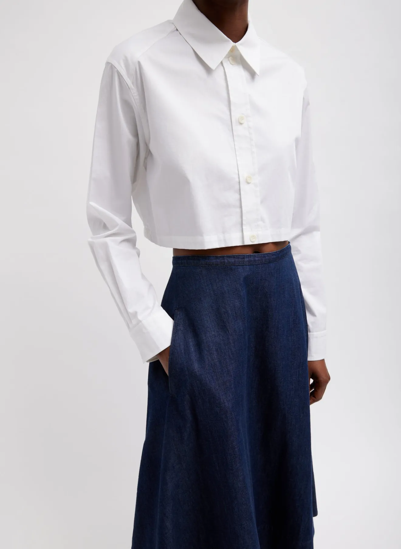 Outlet Eco Poplin Cropped Shirt Tops