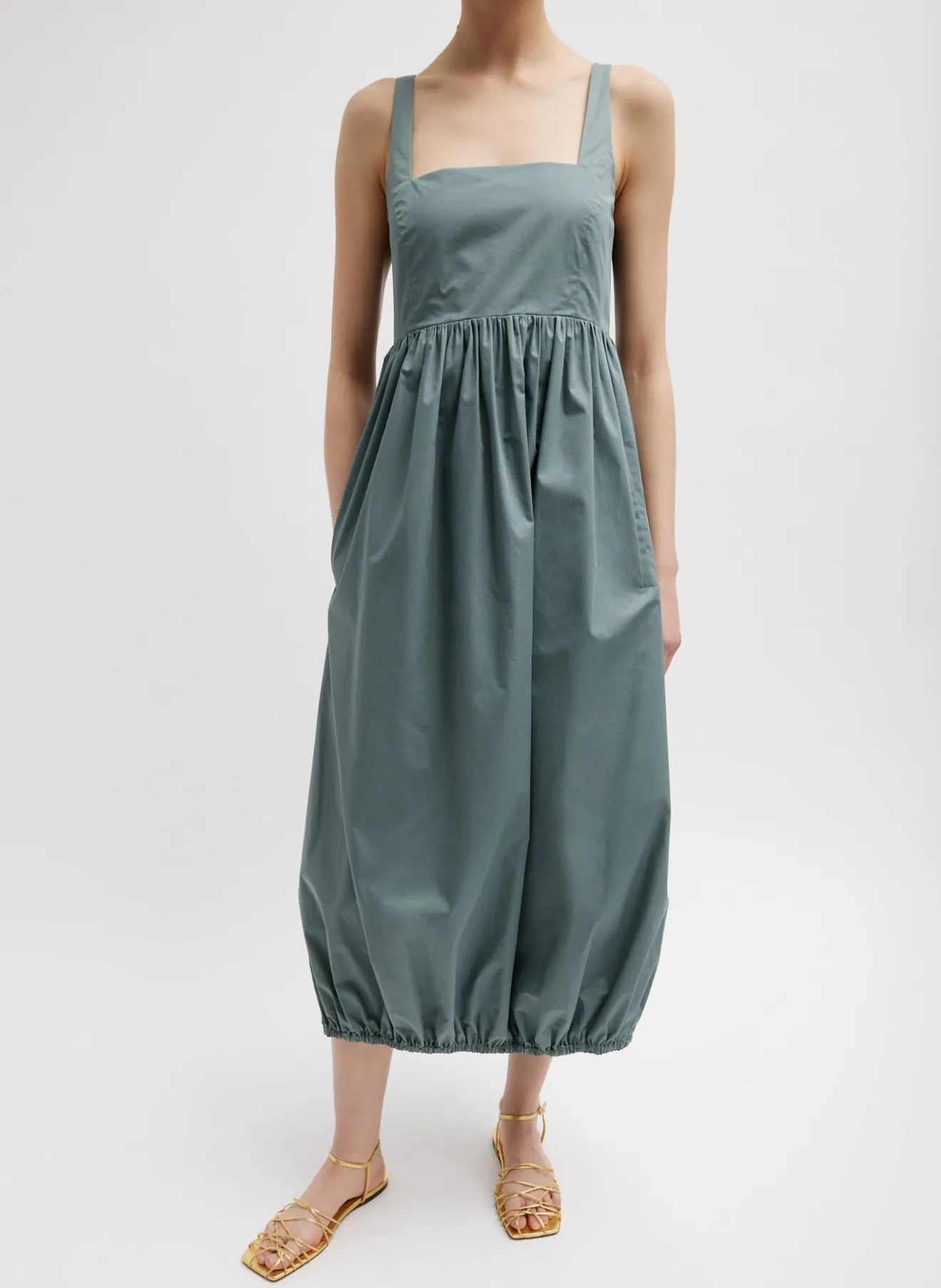 Outlet Eco Poplin Square Neck Sculpted Dress Dresses