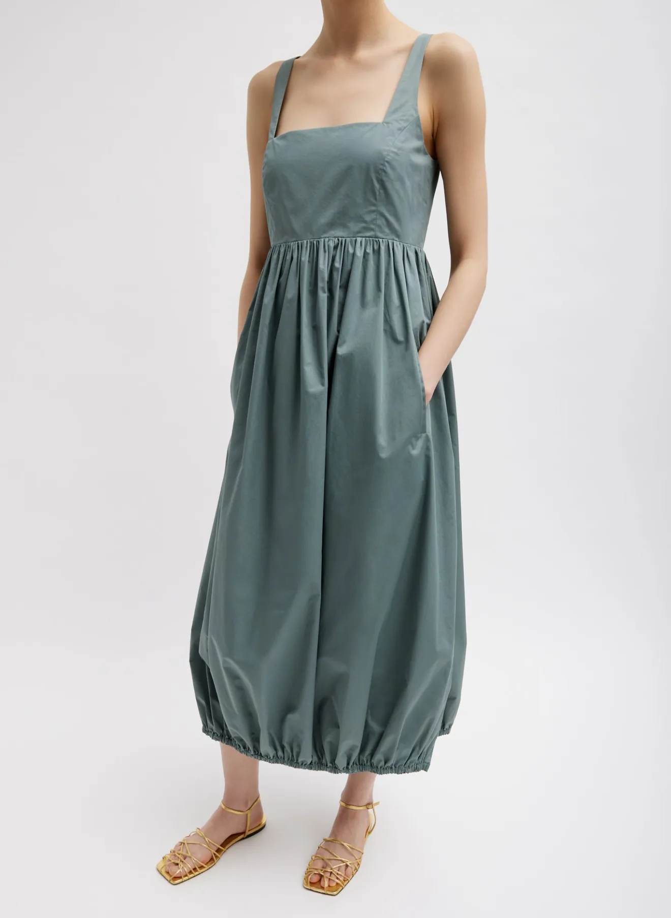 Outlet Eco Poplin Square Neck Sculpted Dress Dresses