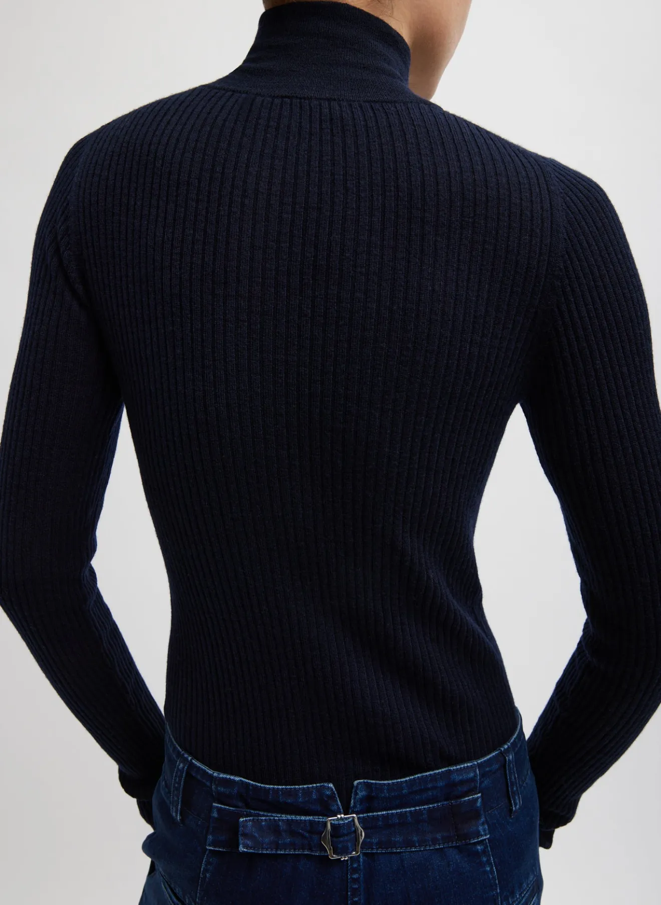 New Feather Weight Ribbed Turtleneck Zip Up Sweater Knitwear & Sweatshirts | Tops