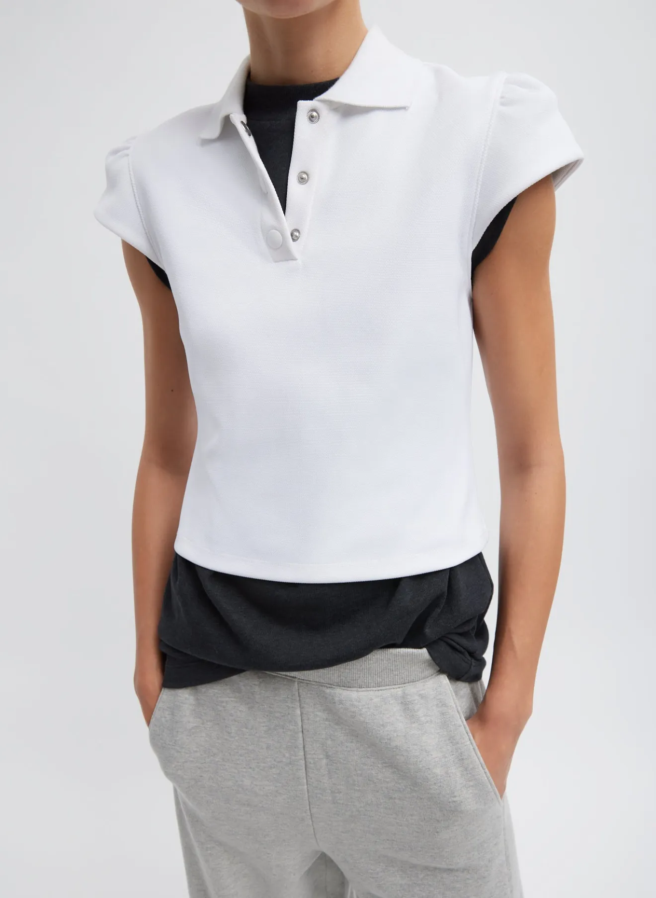 Flash Sale Luxe Pique Shrunken Polo Shirt Tops