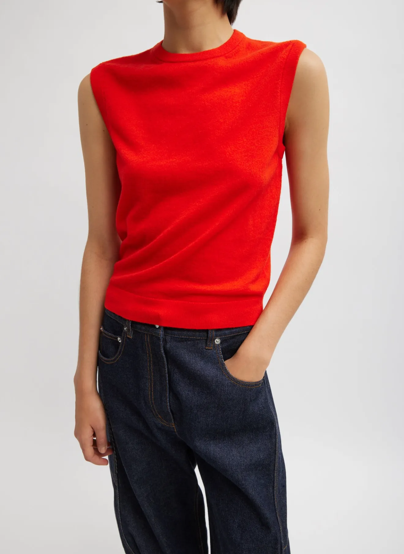 Outlet Skinlike Mercerized Wool Sleeveless Sweater Knitwear & Sweatshirts | Fundamentals