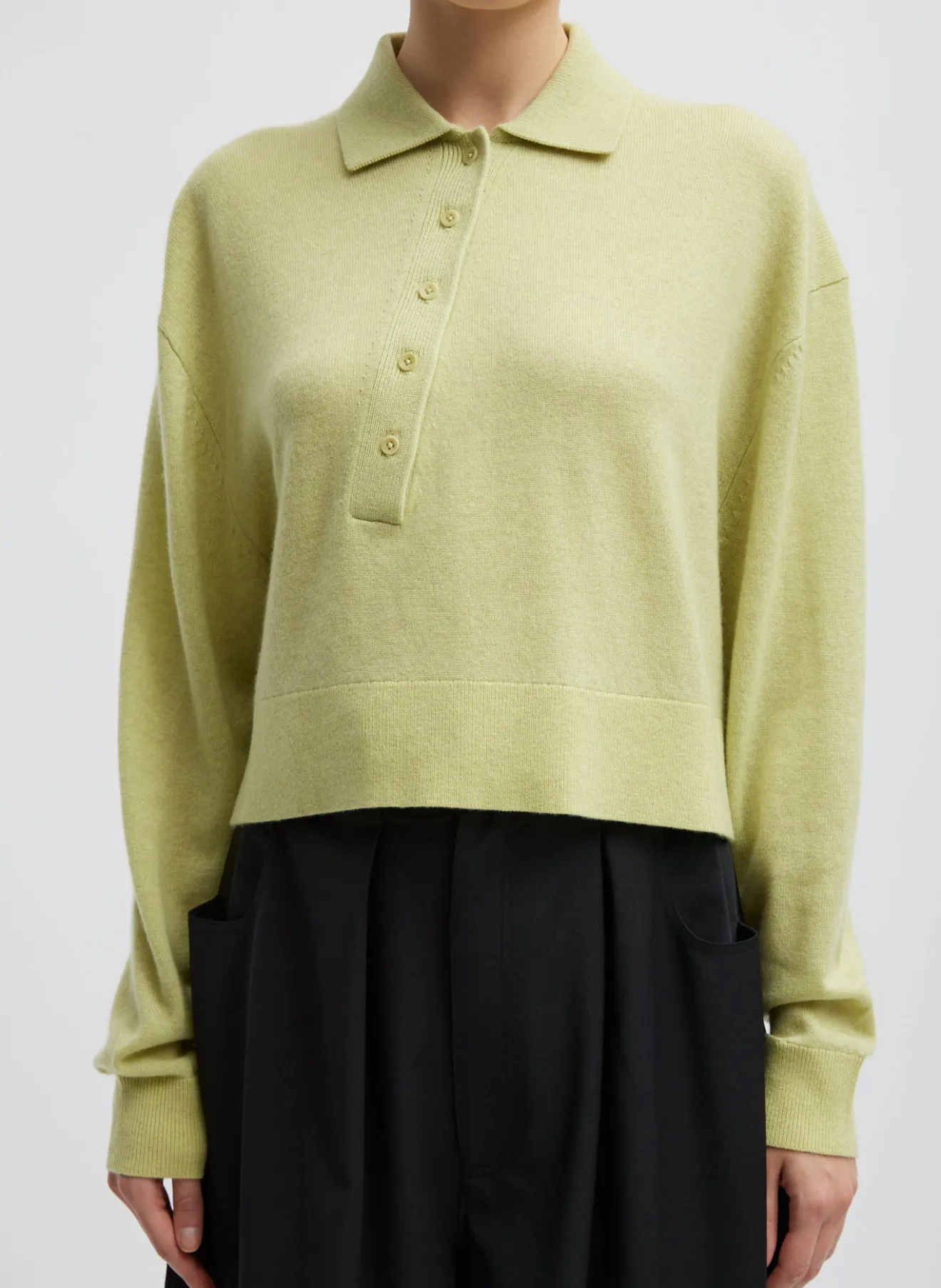 Shop Washable Cashmere Easy Polo Cropped Sweater Knitwear & Sweatshirts