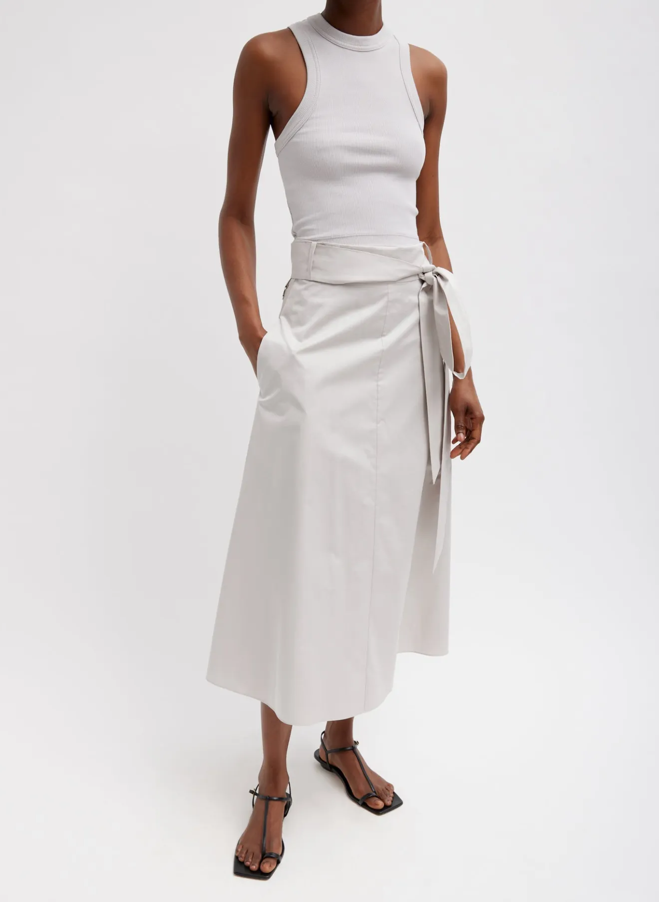 New Eco Poplin Back Wrap Skirt Skirts