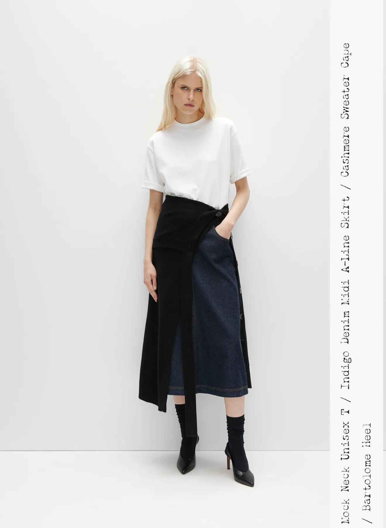 Hot Indigo Denim Midi A-Line Skirt Denim | Skirts