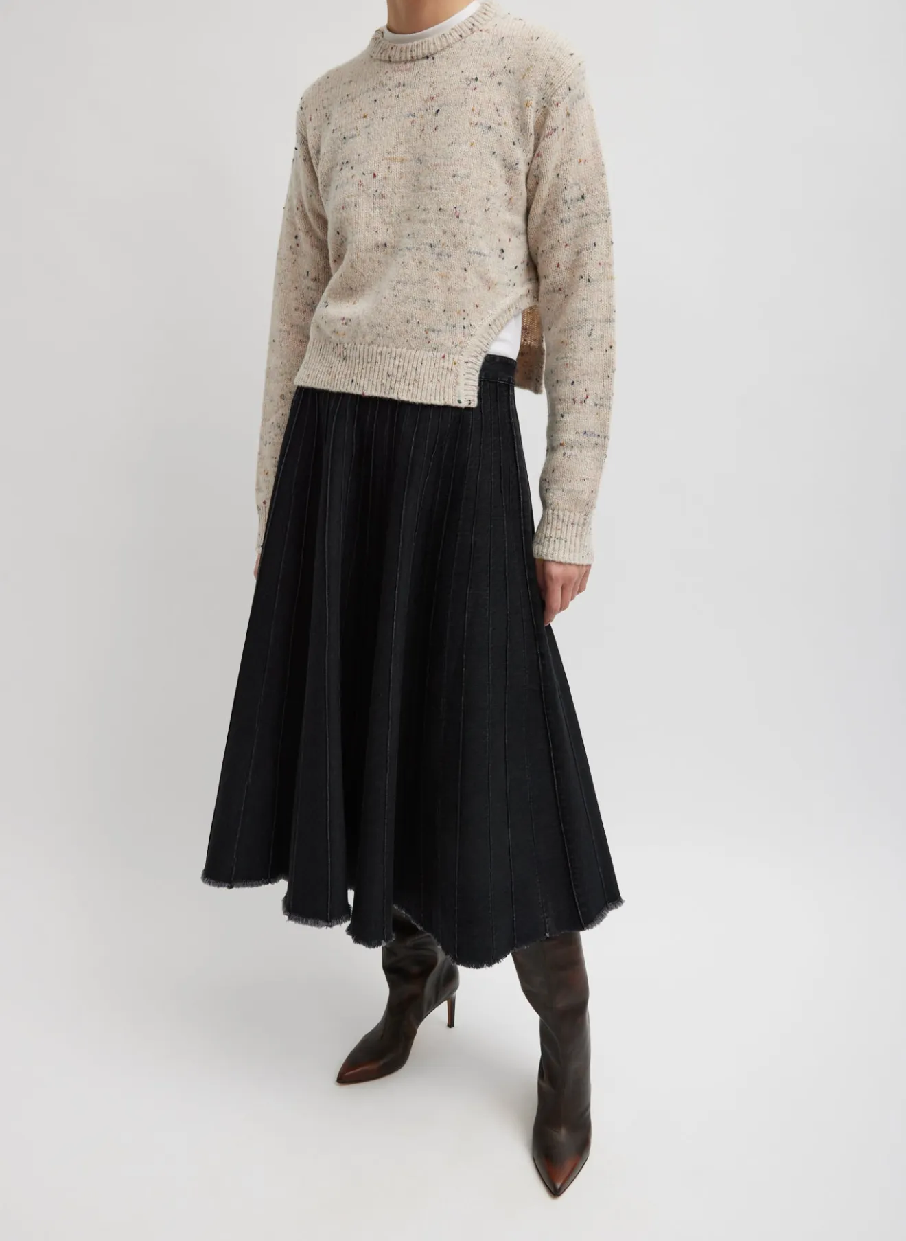 Hot Vintage Denim Pintucked Denim Skirt Denim | Skirts